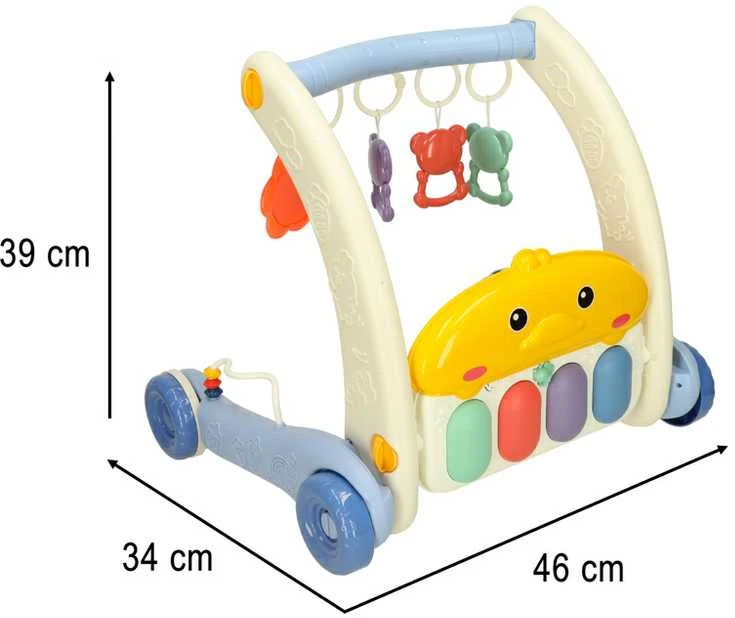 Bibi-inn mokomasis vežimėlis su pianinu 2-in-1 kilimėlis mėlynas