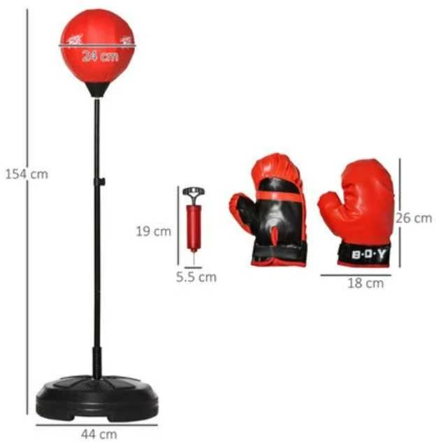 Vaikiškas bokso rinkinys su reguliuojamu stovu (iki 154 cm)