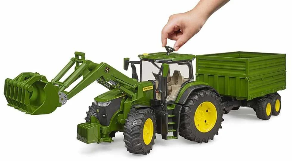 Traktorius su krautuvu ir priekaba Bruder 03155 John Deere 7R 350