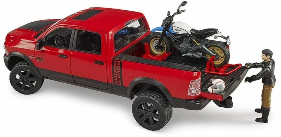Džipas „Bruder Dodge RAM“ su motociklu ir vairuotoju, 3 m.+