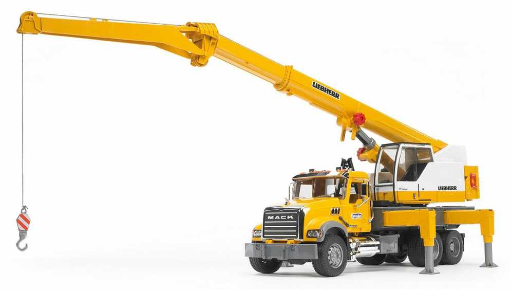BRUDER didelis kranas su strėle MACK Granite Liebherr 02818