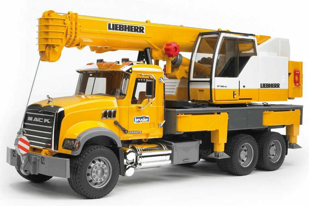 BRUDER didelis kranas su strėle MACK Granite Liebherr 02818