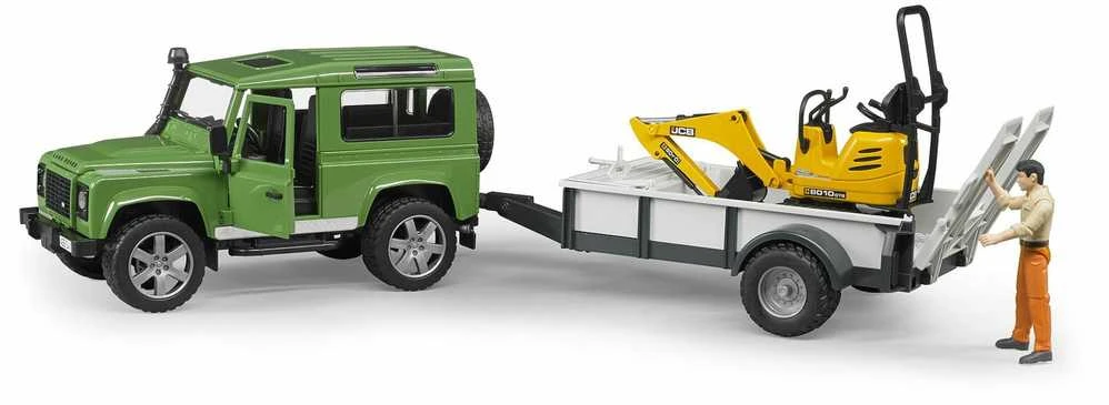 BRUDER sunkvežimis Land Rover ir eskavatorius su darbuotoju, 2593
