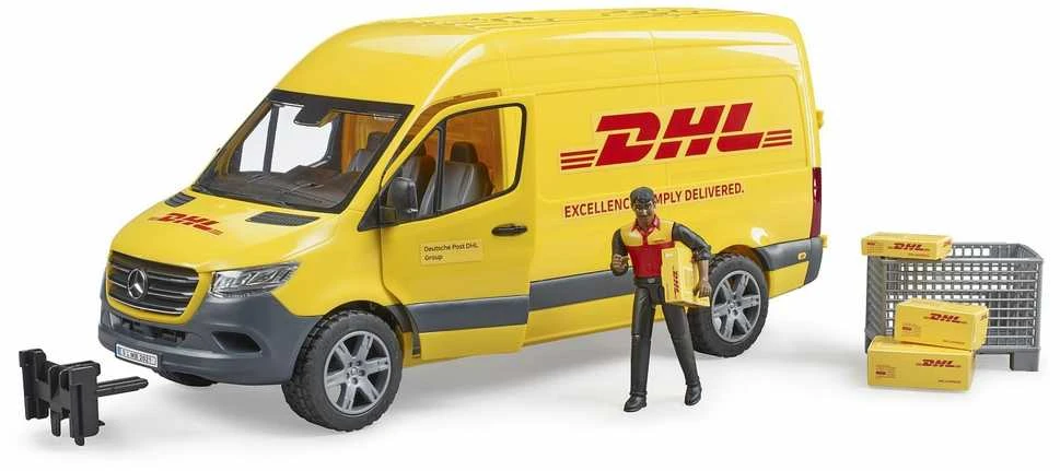 BRUDER 1:16 siuntų pristatymo furgonas MB Sprinter DHL su vairuotoju, 02671