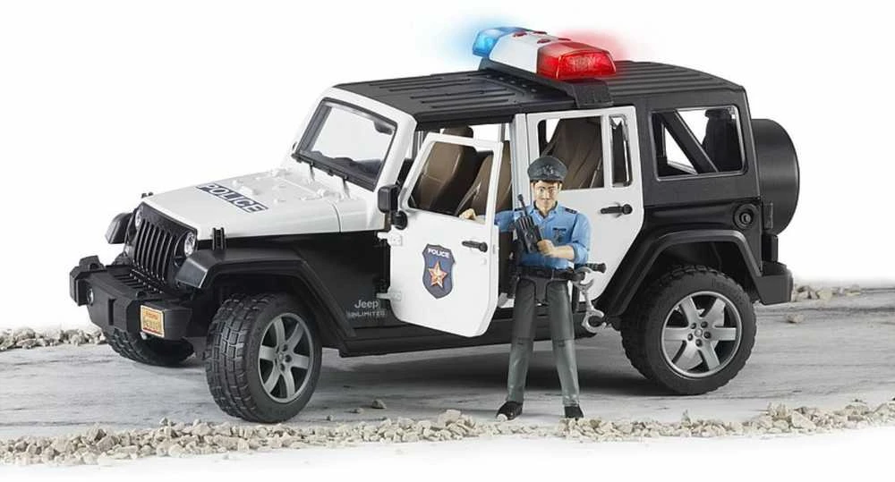 BRUDER policijos džipas Wrangler, su policininku ir priedais, 2526