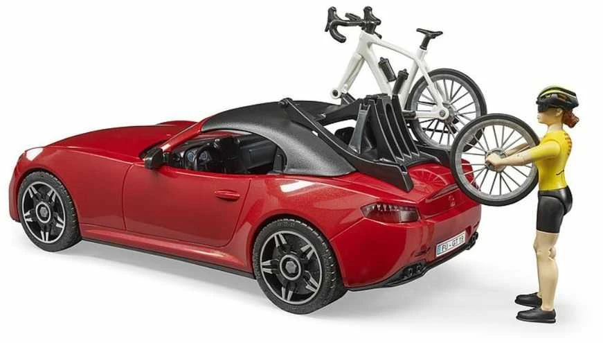 Bruder Ata BRUDER automobilis Roadster ir dviratininkas su kelių dviračiu, 03485