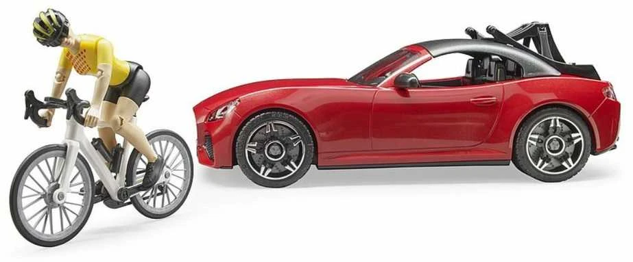 Bruder Ata BRUDER automobilis Roadster ir dviratininkas su kelių dviračiu, 03485