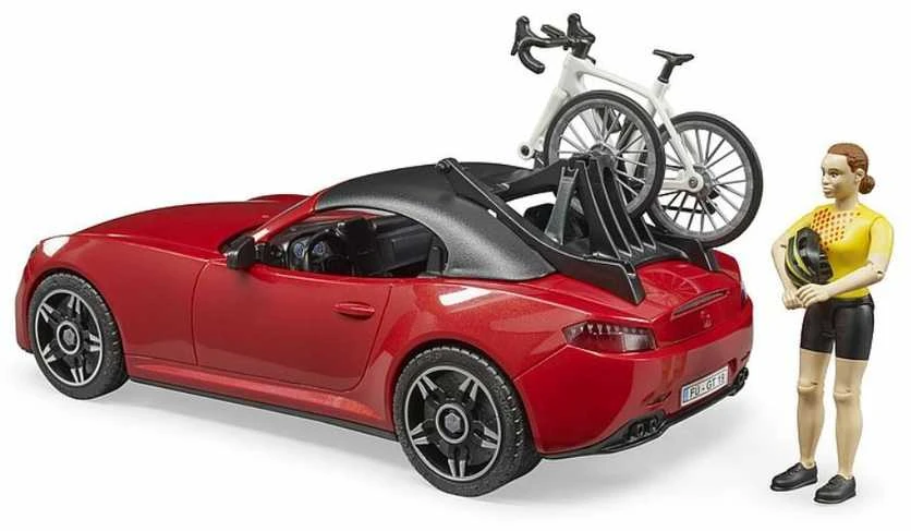 Bruder Ata BRUDER automobilis Roadster ir dviratininkas su kelių dviračiu, 03485