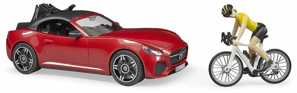 Bruder Ata BRUDER automobilis Roadster ir dviratininkas su kelių dviračiu, 03485
