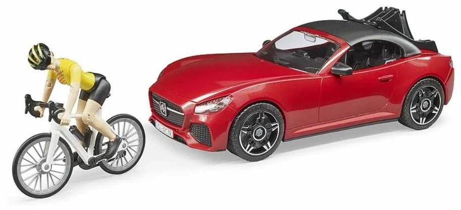 Bruder Ata BRUDER automobilis Roadster ir dviratininkas su kelių dviračiu, 03485