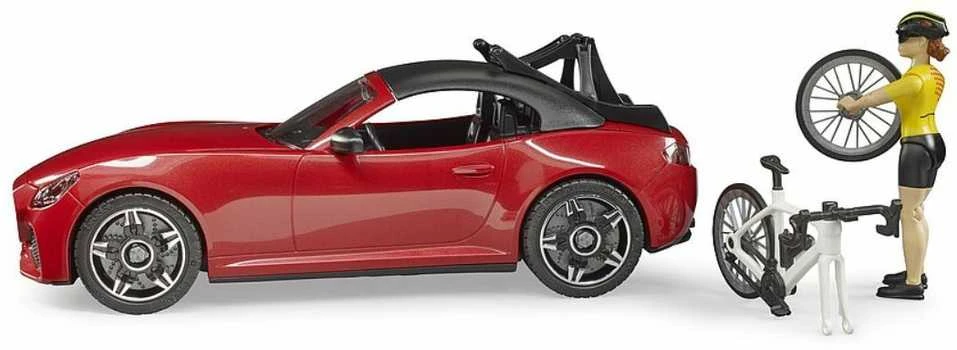 Bruder Ata BRUDER automobilis Roadster ir dviratininkas su kelių dviračiu, 03485