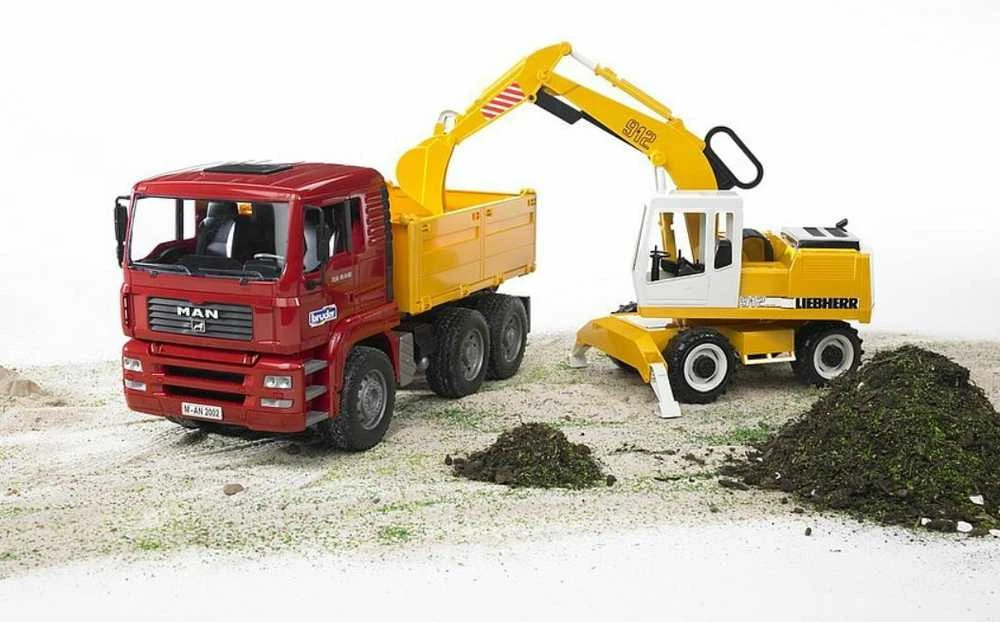 BRUDER statybinis sunkvežimis MAN TGA ir ekskavatorius Liebherr, 2751