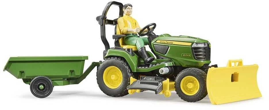 BRUDER traktorius John Deere Lawn su priekaba ir sodininku, 62104