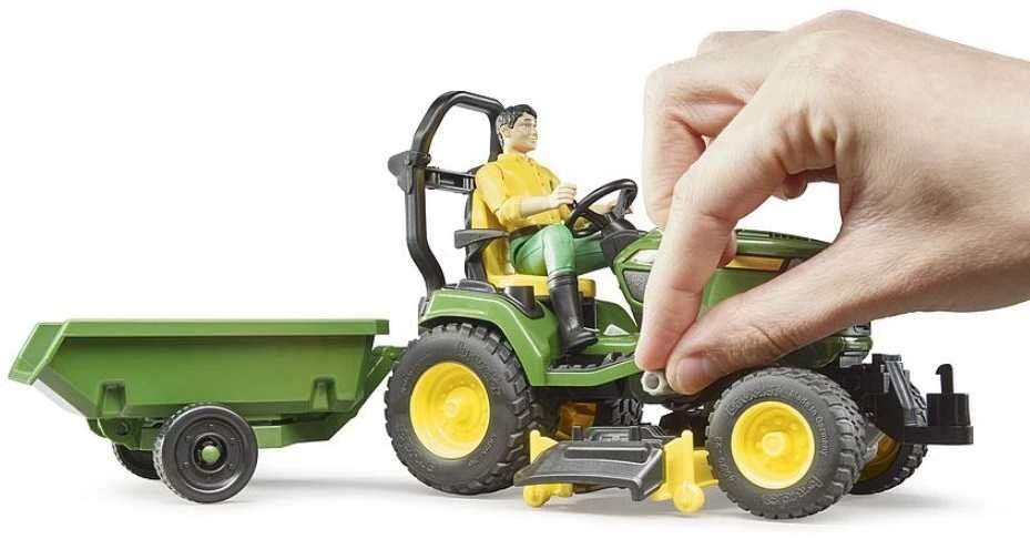 BRUDER traktorius John Deere Lawn su priekaba ir sodininku, 62104
