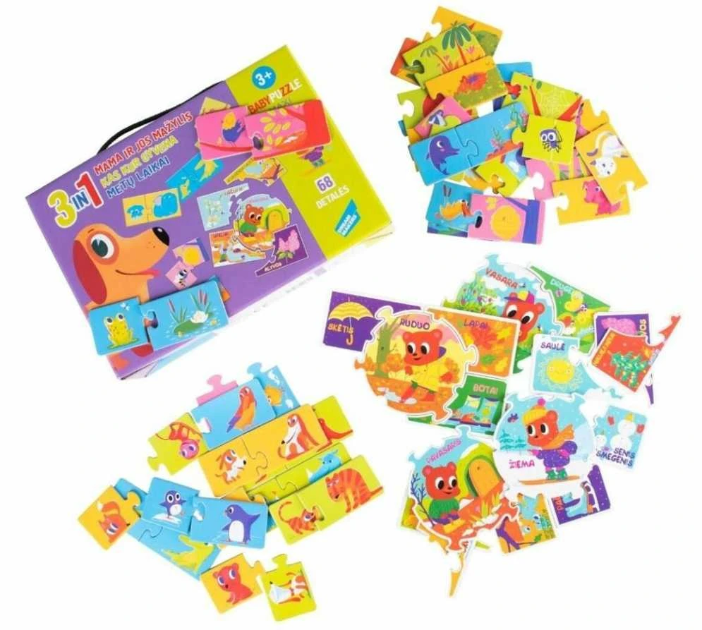 Dėlionė Baby puzzle dėlionių rinkinys Pažink pasaulį 3in1