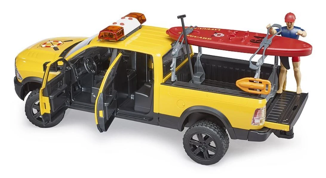 BRUDER gelbėtojų automobilis RAM 2500 su priedais 02506 aprašymas - Prekės nuotrauka