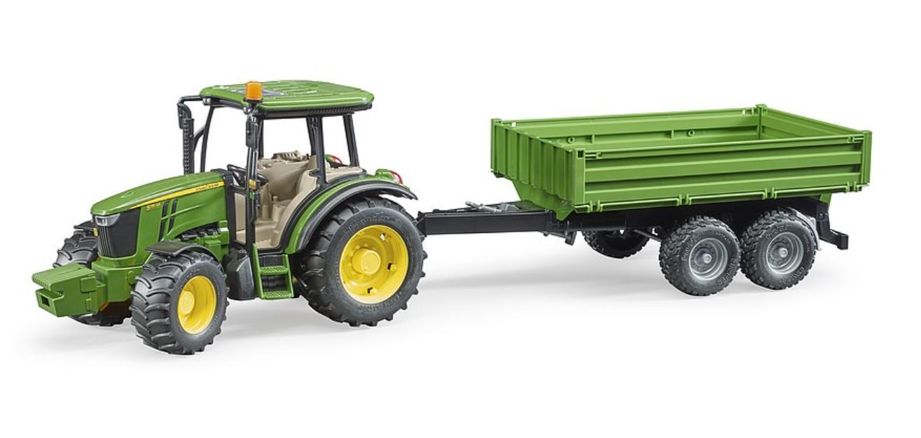 BRUDER John Deere 5115 M su priekaba 02108 aprašymas - Prekės nuotrauka