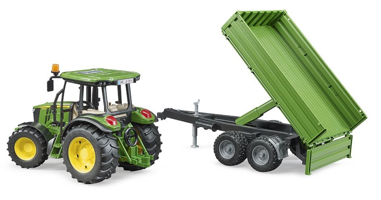 BRUDER John Deere 5115 M su priekaba 02108 aprašymas - Prekės nuotrauka
