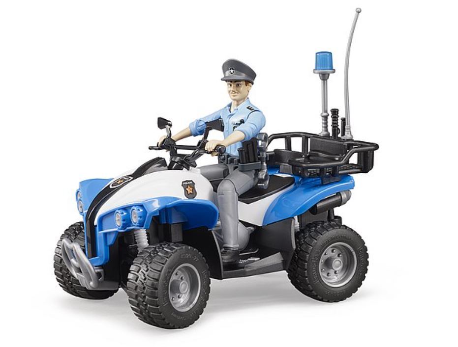 BRUDER policijos keturratis motociklas figūrėle ir priedais 63010 aprašymas - Prekės nuotrauka