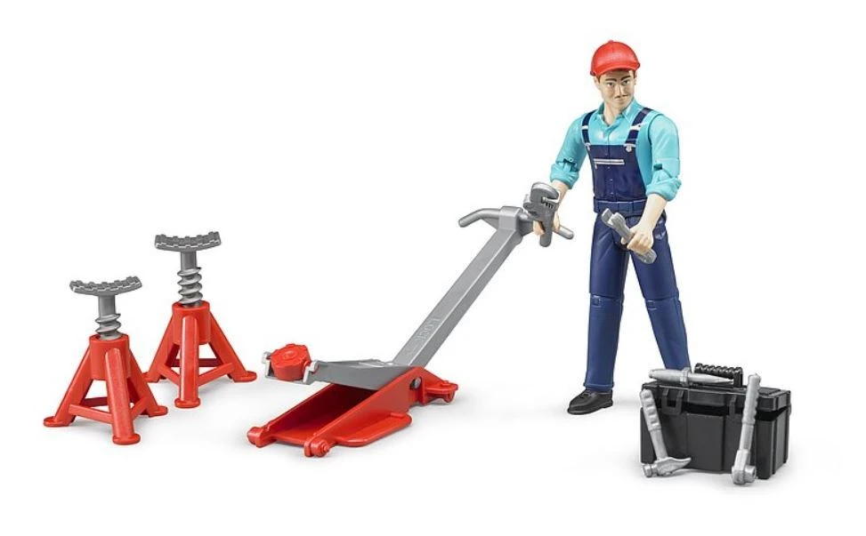 BRUDER priedas - mechaniko figūrėlė su priedais 62100 aprašymas - Prekės nuotrauka