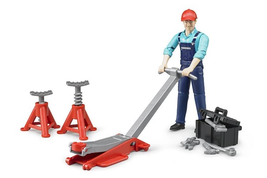 BRUDER priedas - mechaniko figūrėlė su priedais 62100 aprašymas - Prekės nuotrauka