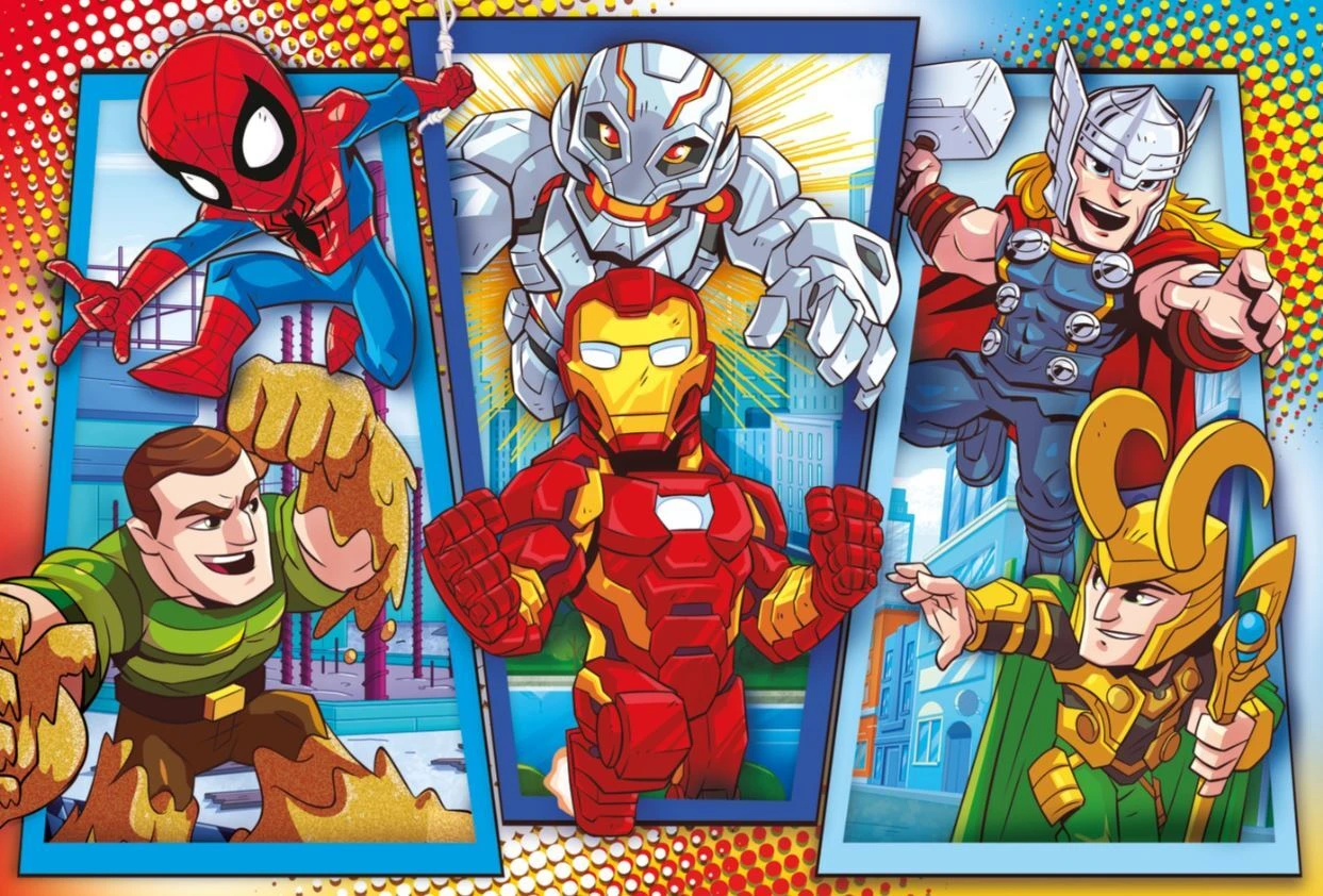 Dėlionė Clementoni Super Herojai MAXI 104 det. (23746) aprašymas - Prekės nuotrauka