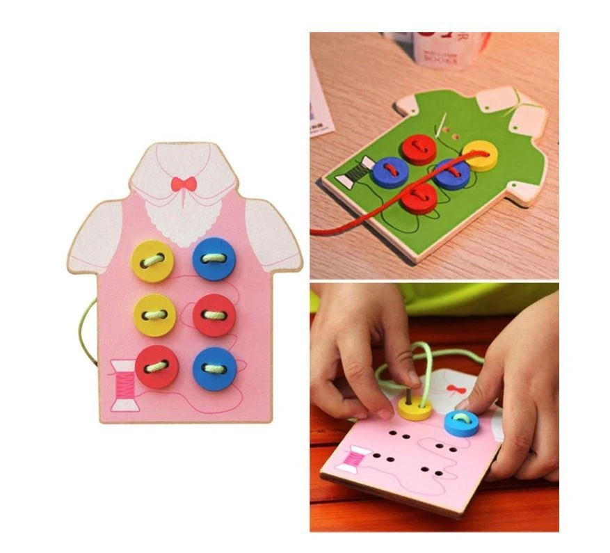 Medinis Montessori varstymo žaidimas - Sagos (rožinis) aprašymas - Prekės nuotrauka