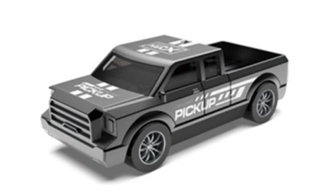 Metalinis automodeliukas Pick-up pilkas 7cm aprašymas - Prekės nuotrauka