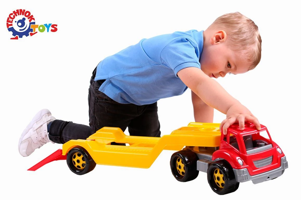 Technok Plastikinis tralas - autovežis 79 cm (oranžinis) aprašymas - Prekės nuotrauka