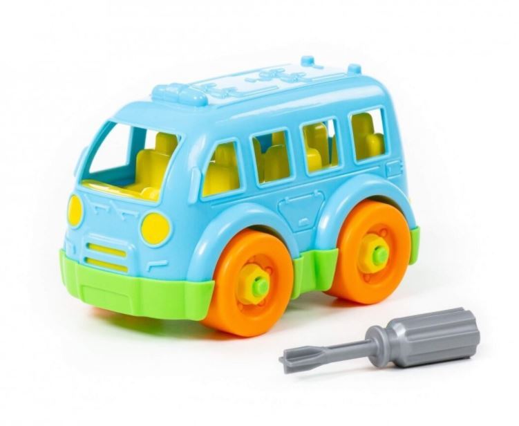 Surenkamas konstruktorius Autobusas, 16 cm (mėlynas) aprašymas - Prekės nuotrauka