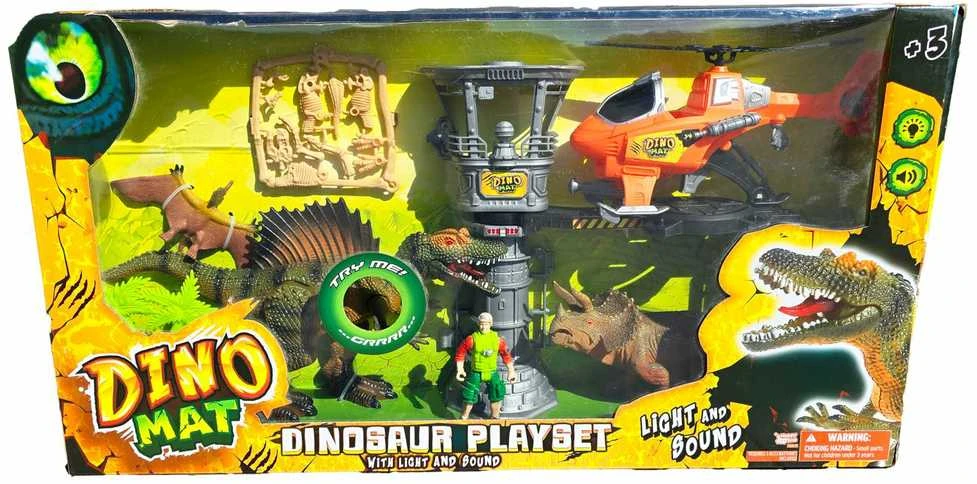 Didelis dinozaurų rinkinys su stebėjimo bokštu