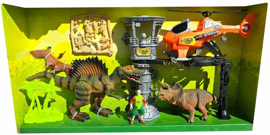 Didelis dinozaurų rinkinys su stebėjimo bokštu