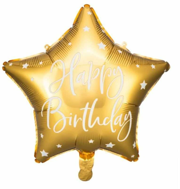 Party Deco PartyDeco Folinis balionas "Happy Birthday" 40cm auksinis