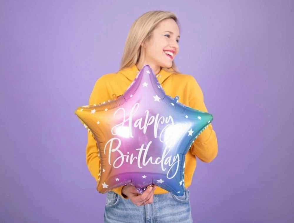 PartyDeco Folinis balionas "Happy Birthday" 40cm