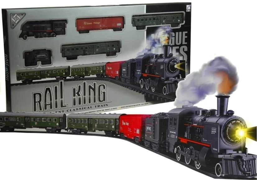 Lean Toys Rail King žaislinis traukinio rinkinys