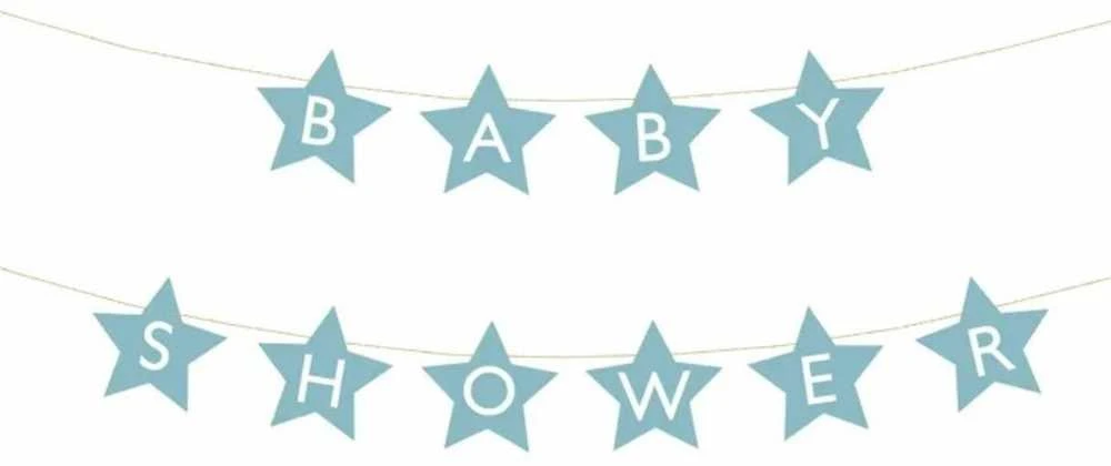 Party Deco Kūdikių dušo žvaigždžių šviesiai mėlyna 290 cm x 16,5 cm