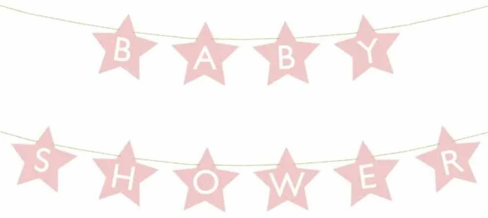 Party Deco Kūdikių dušo žvaigždės ryškiai rožinės spalvos 290 cm x 16,5 cm