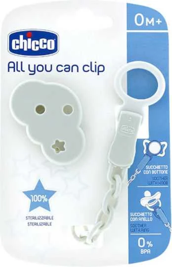 CHICCO 00004084310000 grandinė su čiulptuko spaustuku Cloud