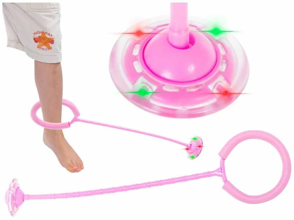 Hula hop kojų šokinėjimo kamuolys šviečiantis LED rožinės spalvos