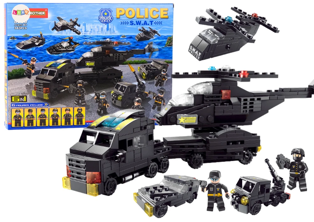 Lean Toys Policijos konstruktorius su 343 detalėmis ir figūrėlėmis