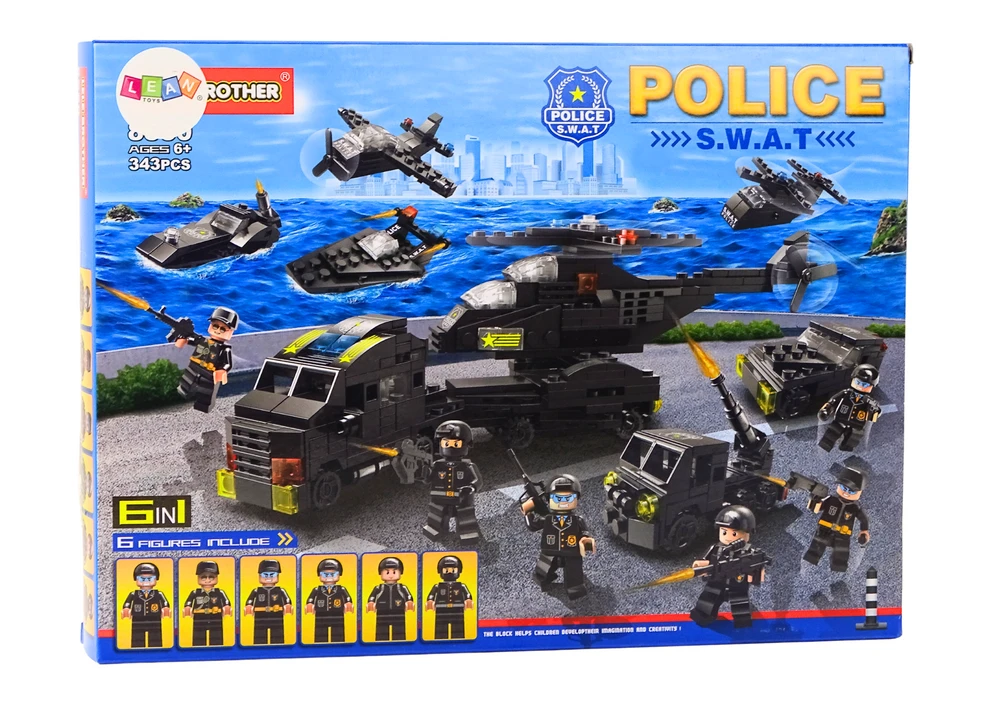 Lean Toys Policijos konstruktorius su 343 detalėmis ir figūrėlėmis