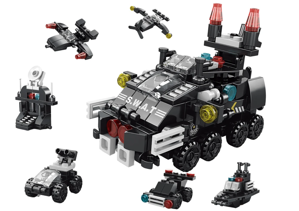 Lean Toys Konstravimo Blokeliai Šarvuotas Transportas 6in1 Rinkinys, 138 vnt.