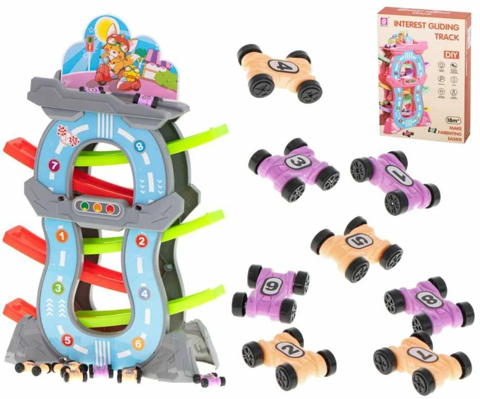 Huabiao Toys Krentančių mašinėlių rinkinys 5 aukštai, 8 mašinėlės