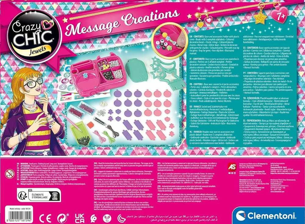 Clementoni Crazy Chic kūrybinis apyrankių rinkinys "Message Creations"