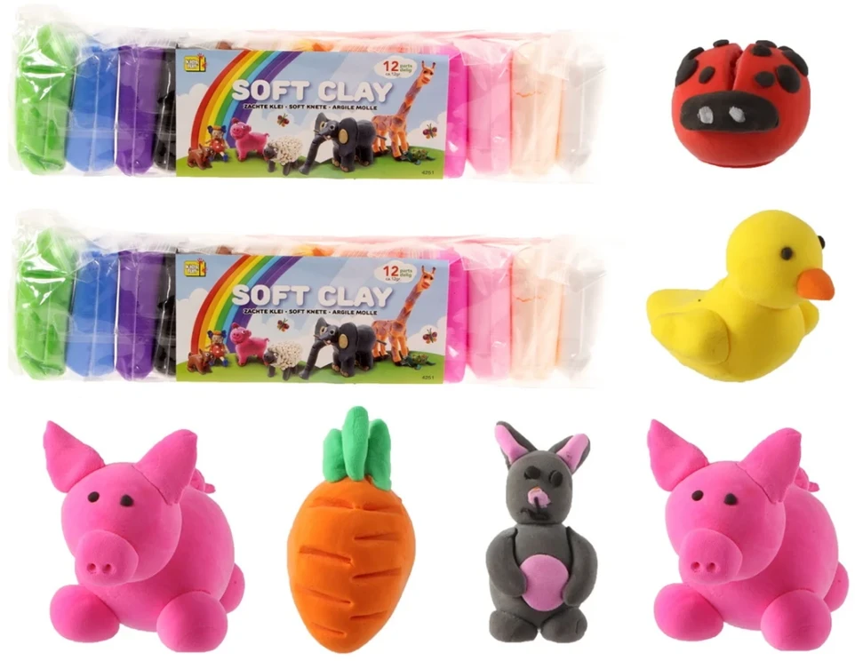 Lengvas spalvotas plastilinas 12 vnt