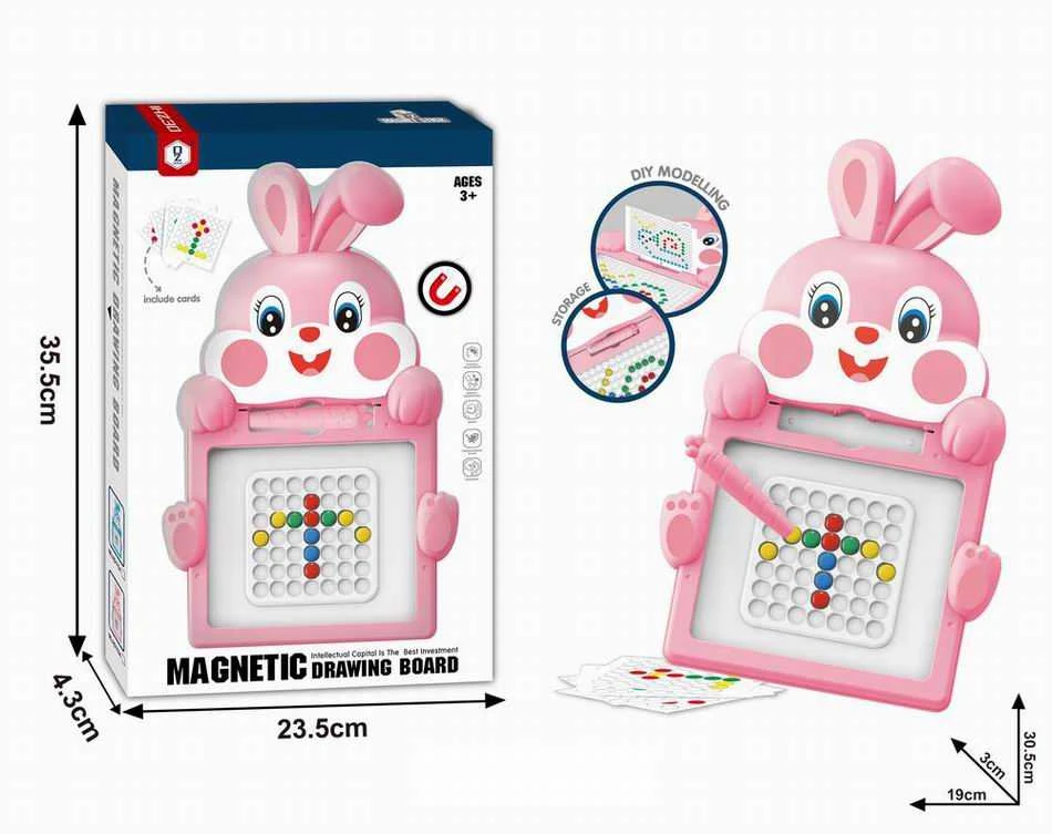 Malplay Magnetinė mozaikinė lenta su karoliukais, šablonų dėlionė, 30.5 cm