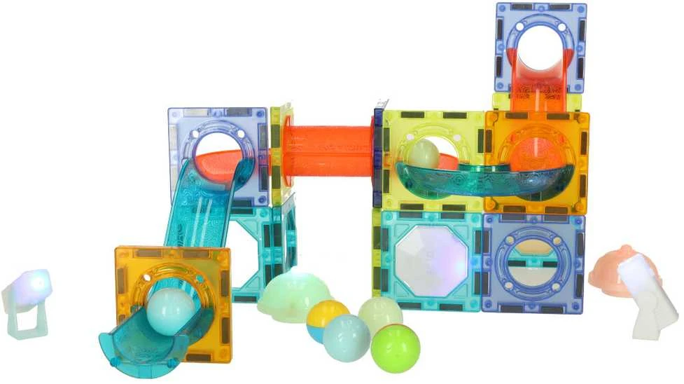 Ikonka Šviečiantis magnetinis marmurinis rutuliukų takelis 49 elementai