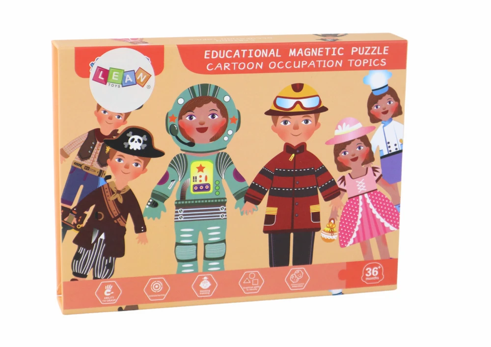 Magnetinių dėlionių rinkinys vaikams su animacinių filmų personažais Lean Toys