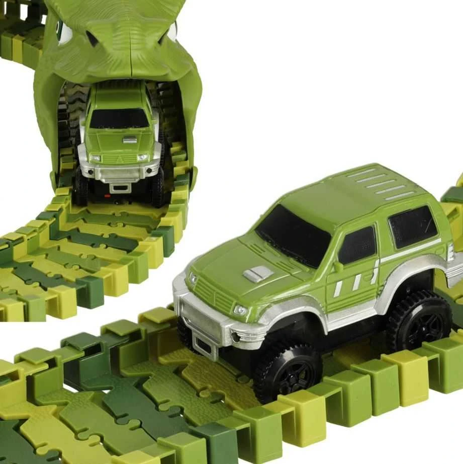 Ikonka Lenktynių trasa dinozaurai automobiliai 240 elementų