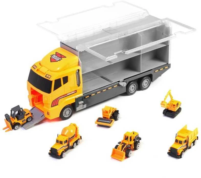 KIK Transporterio sunkvežimis TIR paleidimo įrenginys + metaliniai automobiliai statybinės mašinos